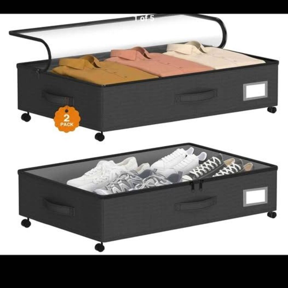 2-Pack Under-Bed Rolling Storage Containers - New (2 available Black/Blue)